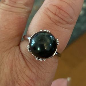 NWT Sterling Silver Shungite Solitaire 11mm PRETTY